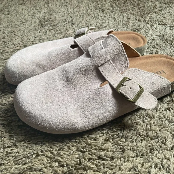 Suede Slip On Clogs - Soft Pink - Picture 3 of 5